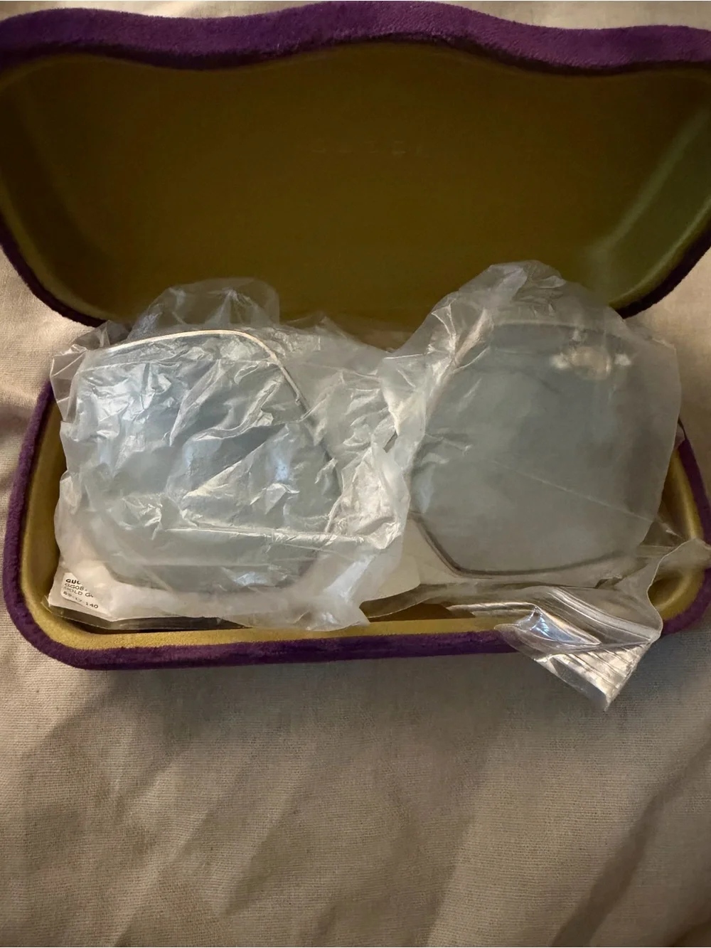 Gucci Gold Rim Sunglasses with Light Blue lens